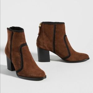 Anthropologie Farylrobin Stitched Suede Ankle Boot
